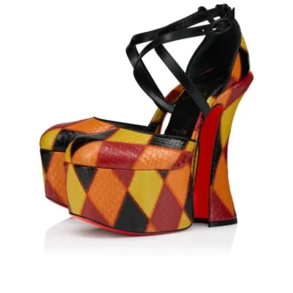 Aquadorcet – Décolleté con cinturini da 160 mm – Pelle di serpente d’acqua patchwork – Palio, Nero – Donna Aquadorcet – Décolleté con cinturini da 160 mm – Pelle di serpente d’acqua patchwork – Palio, Nero – Donna
