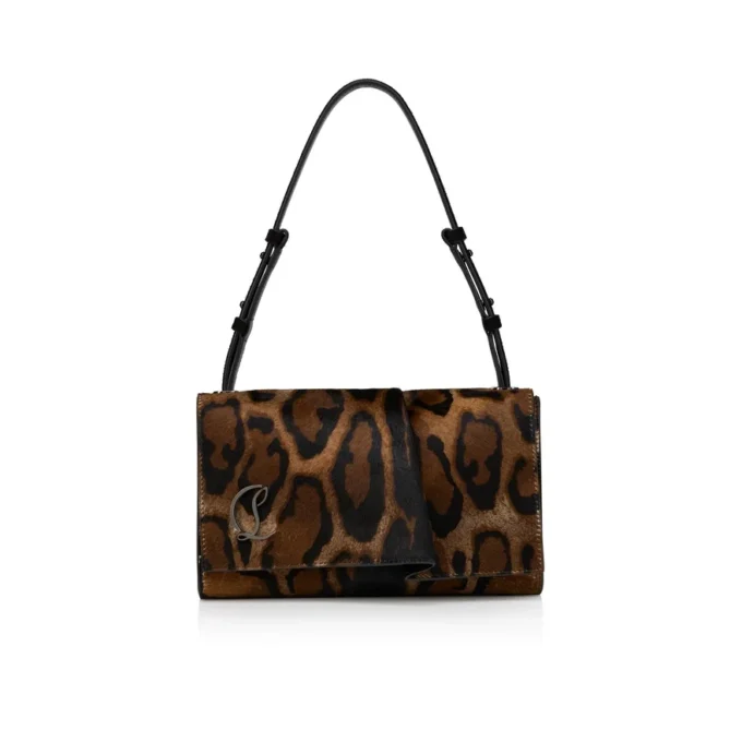 Baggy – Borsa a tracolla – Pelle di vitello pelosa con stampa “Bengali” – Marrone