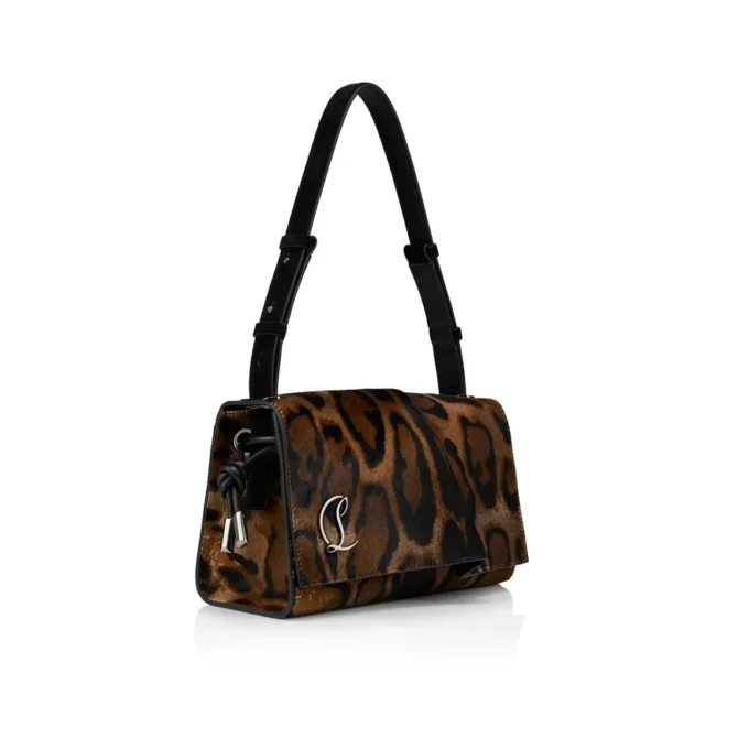 Baggy – Borsa a tracolla – Pelle di vitello pelosa con stampa “Bengali” – Marrone