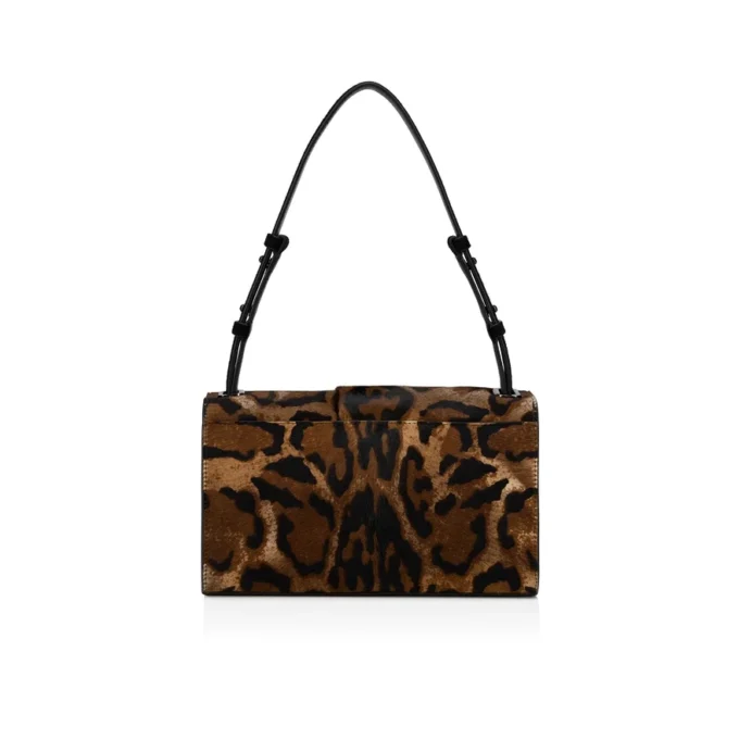 Baggy – Borsa a tracolla – Pelle di vitello pelosa con stampa “Bengali” – Marrone