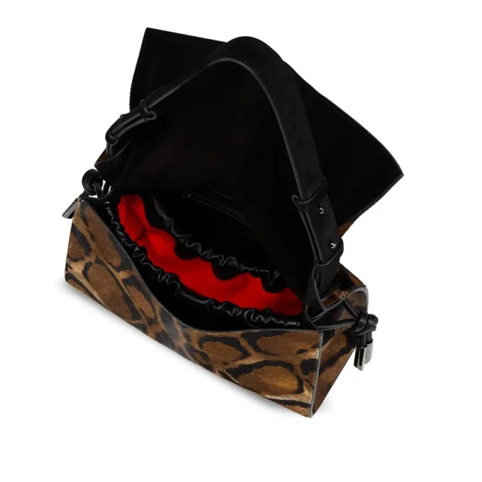 Baggy – Borsa a tracolla – Pelle di vitello pelosa con stampa “Bengali” – Marrone