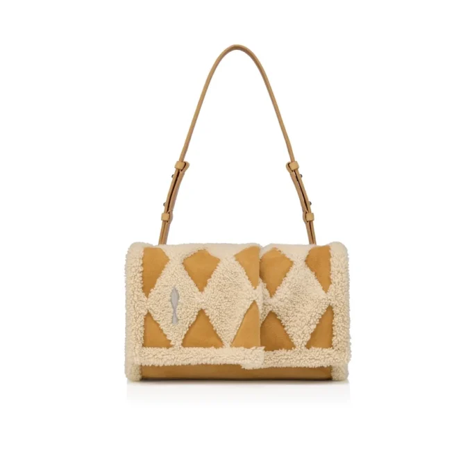 Baggy Small – Borsa a tracolla – Pelle di vitello e shearling a rombi – Beige Baggy Small – Borsa a tracolla – Pelle di vitello e shearling a rombi – Beige