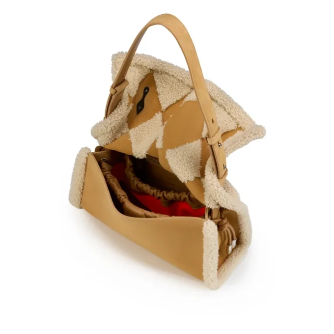 Baggy Small – Borsa a tracolla – Pelle di vitello e shearling a rombi – Beige Baggy Small – Borsa a tracolla – Pelle di vitello e shearling a rombi – Beige