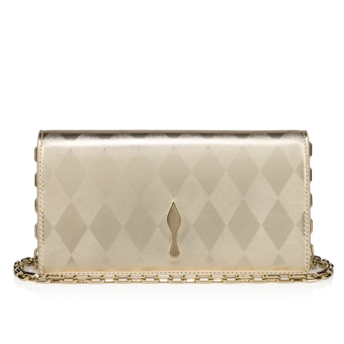 Bettina – Pochette – Pelle di agnello nappa laminata a forma di diamante – Platino chiaro