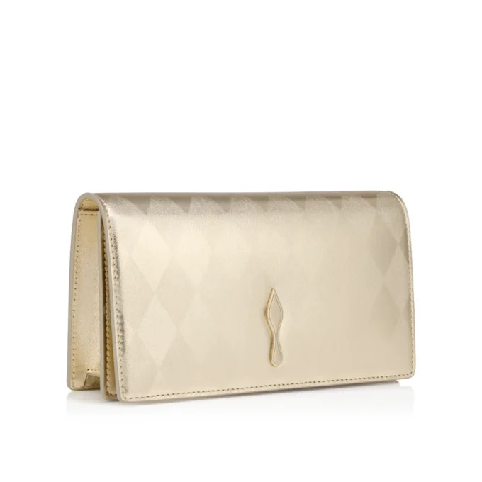 Bettina – Pochette – Pelle di agnello nappa laminata a forma di diamante – Platino chiaro