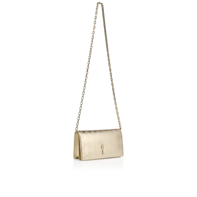 Bettina – Pochette – Pelle di agnello nappa laminata a forma di diamante – Platino chiaro