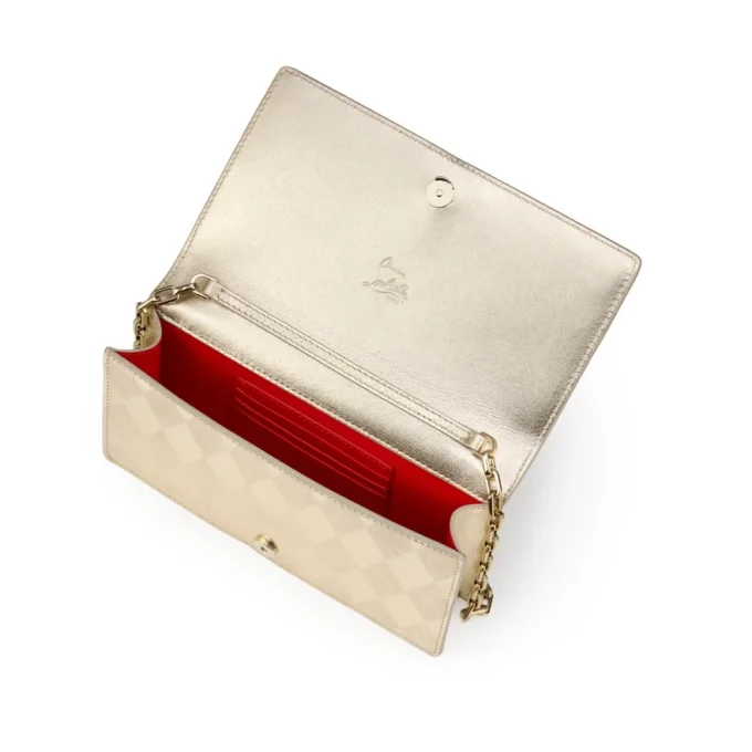 Bettina – Pochette – Pelle di agnello nappa laminata a forma di diamante – Platino chiaro