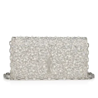 Bettina – Pochette – Pelle scamosciata, strass e perle – Argento