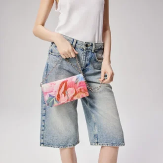 Bettina – Pochette – Tessuto cinese stampato con peonie – Multicolore
