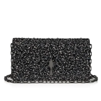 Bettina – Pochette – Veau Velours, strass e perle – Nero
