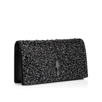 Bettina – Pochette – Veau Velours, strass e perle – Nero