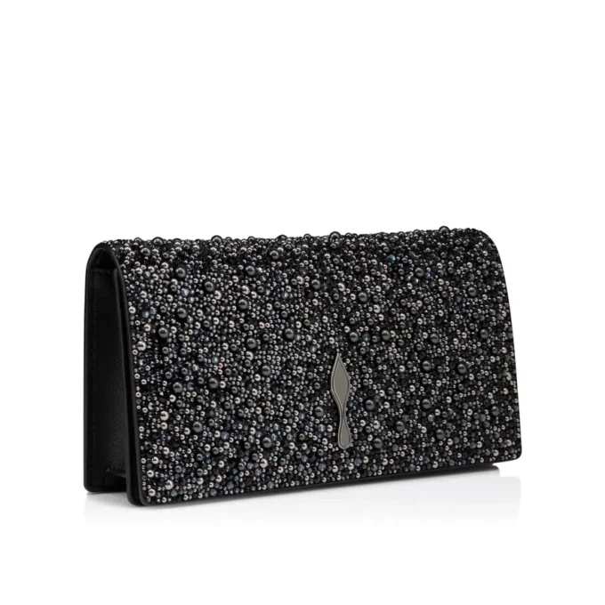 Bettina – Pochette – Veau Velours, strass e perle – Nero Bettina – Pochette – Veau Velours, strass e perle – Nero
