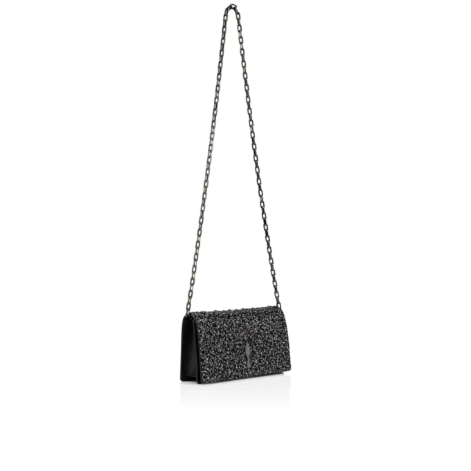 Bettina – Pochette – Veau Velours, strass e perle – Nero Bettina – Pochette – Veau Velours, strass e perle – Nero