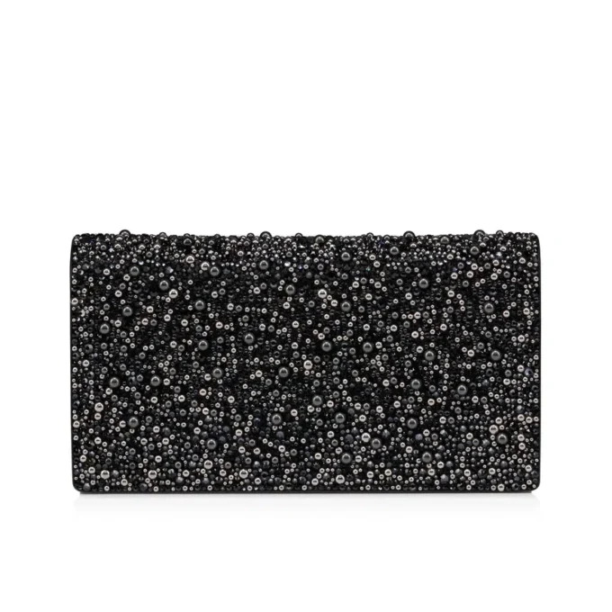 Bettina – Pochette – Veau Velours, strass e perle – Nero Bettina – Pochette – Veau Velours, strass e perle – Nero