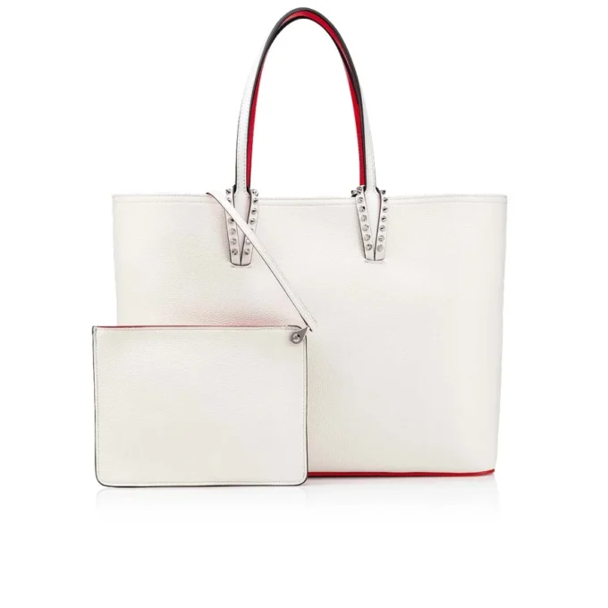Cabata Large – Borsa Tote – Pelle di vitello e borchie – Bianco Cabata Large – Borsa Tote – Pelle di vitello e borchie – Bianco