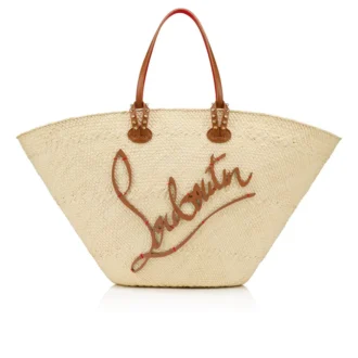 Cabata Large – Borsa Tote – Rafia e pelle di vitello – Naturale