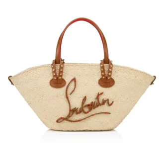 Cabata Mini – Borsa Tote – Rafia e pelle di vitello – Naturale