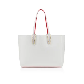 Cabata Small – Borsa Tote – Morbida pelle di vitello e borchie – Bianco