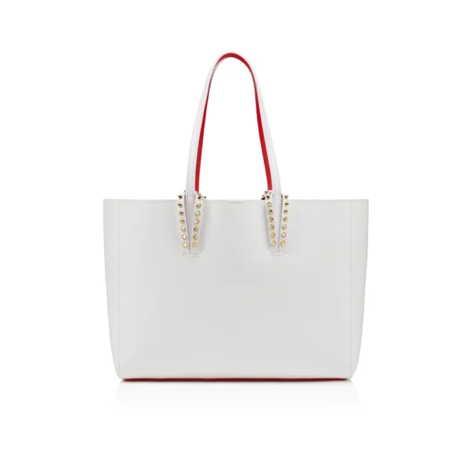 Cabata Small – Borsa Tote – Morbida pelle di vitello e borchie – Bianco Cabata Small – Borsa Tote – Morbida pelle di vitello e borchie – Bianco