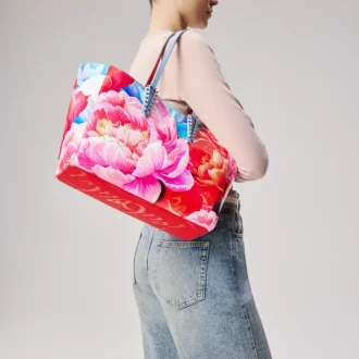 Cabata Small – Borsa Tote – Pelle di vitello verniciata con stampa Peonies – Multicolore Cabata Small – Borsa Tote – Pelle di vitello verniciata con stampa Peonies – Multicolore