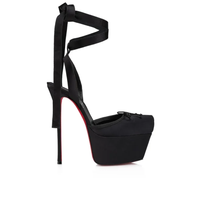 Cassia Lace up Alta – Décolleté con cinturini da 160 mm – Raso crêpe – Nero – Donna Cassia Lace up Alta – Décolleté con cinturini da 160 mm – Raso crêpe – Nero – Donna