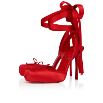 Cassia Lace up – Décolleté con cinturini da 100 mm – Raso crêpe – Loubi – Donna