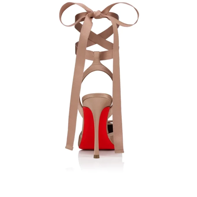 Cassia Lace up – Décolleté con cinturini da 100 mm – Raso crêpe – Nude 2 – Donna