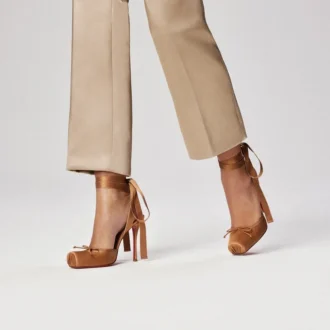 Cassia Lace up – Décolleté con cinturini da 100 mm – Raso crêpe – Nude 4 – Donna