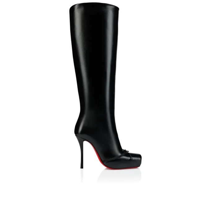 Cassia Nodo Botta – Stivali da 100 mm – Pelle di vitello lucida – Nero – Donna