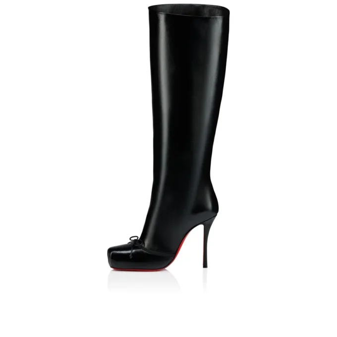 Cassia Nodo Botta – Stivali da 100 mm – Pelle di vitello lucida – Nero – Donna