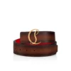 Cintura con logo CL – Pelle di vitello patinata – Havane