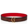 Cintura con logo CL – Pelle di vitello patinata – Havane