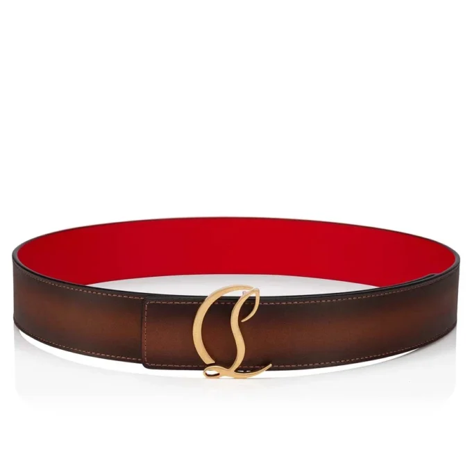 Cintura con logo CL – Pelle di vitello patinata – Havane