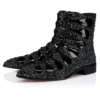 Circus Booty Perla – Stivali – Pelle scamosciata e strass, pelle di vitello verniciata – Nero – Uomo