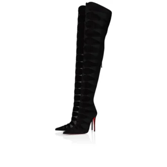 Circus Max Botta Alta – Stivali da 100 mm – Pelle di vitello scamosciata, rete e pelle di capretto – Nero – Donna