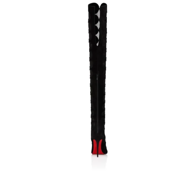 Circus Max Botta Alta – Stivali da 100 mm – Pelle di vitello scamosciata, rete e pelle di capretto – Nero – Donna