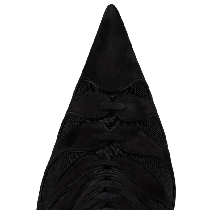 Circus Max Botta Alta – Stivali da 100 mm – Pelle di vitello scamosciata, rete e pelle di capretto – Nero – Donna