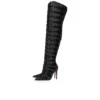 Circus Max Perla Botta Alta – Stivali alti fino alla coscia da 100 mm – Pelle scamosciata, rete e strass – Nero – Donna Christian Louboutin Stati Uniti