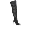 Circus Max Perla Botta Alta – Stivali alti fino alla coscia da 100 mm – Pelle scamosciata, rete e strass – Nero – Donna Christian Louboutin Stati Uniti
