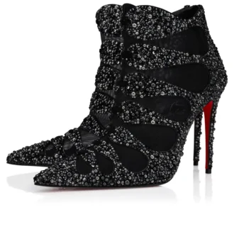 Circus Max Perla – Stivali da 100 mm – Pelle scamosciata, rete e strass – Nero – Donna