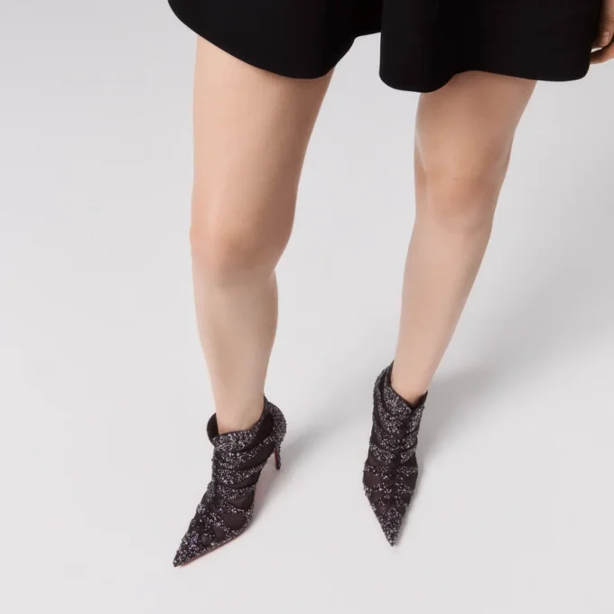 Circus Max Perla – Stivali da 100 mm – Pelle scamosciata, rete e strass – Nero – Donna Circus Max Perla – Stivali da 100 mm – Pelle scamosciata, rete e strass – Nero – Donna
