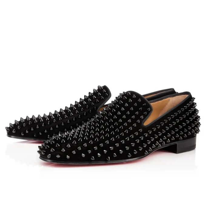 Dandelion Spikes – Mocassini – Pelle di vitello scamosciata e borchie – Nero – Uomo Dandelion Spikes – Mocassini – Pelle di vitello scamosciata e borchie – Nero – Uomo