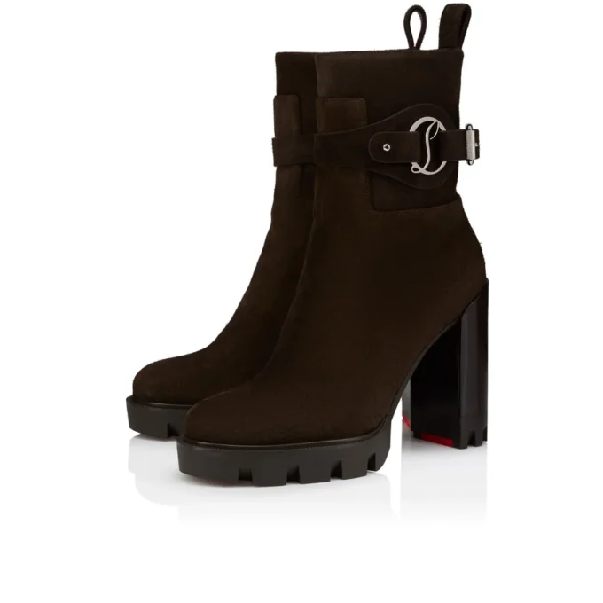 Dianouchette Lug – Stivali da 100 mm – Pelle di vitello rovesciata – Caffè – Donna