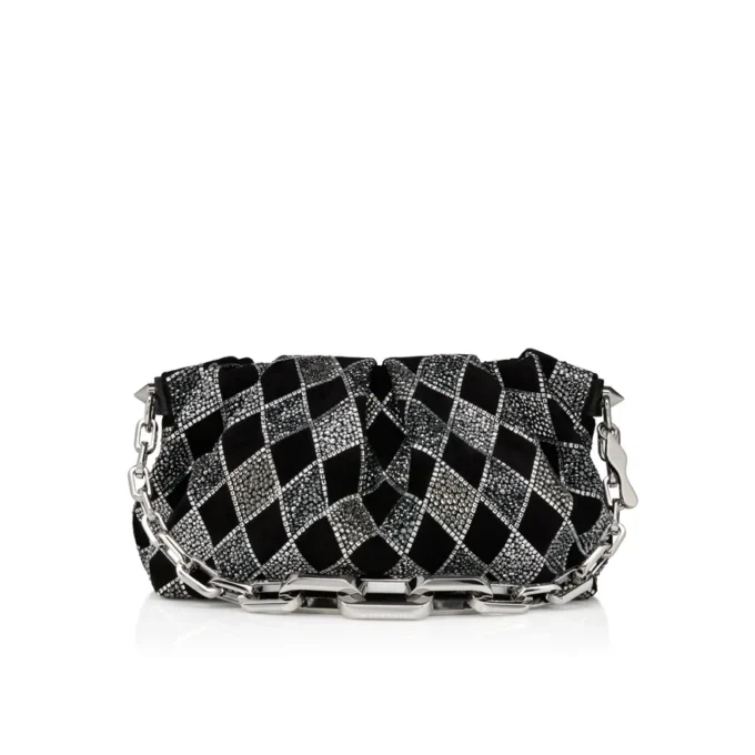 Eva Small – Borsa a tracolla – Veau Velours e strass a forma di diamante – Nero Eva Small – Borsa a tracolla – Veau Velours e strass a forma di diamante – Nero