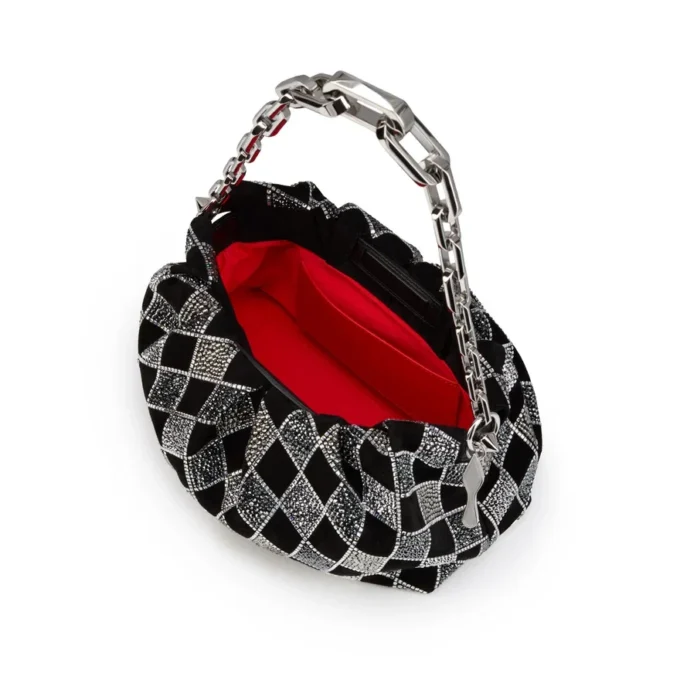 Eva Small – Borsa a tracolla – Veau Velours e strass a forma di diamante – Nero Eva Small – Borsa a tracolla – Veau Velours e strass a forma di diamante – Nero