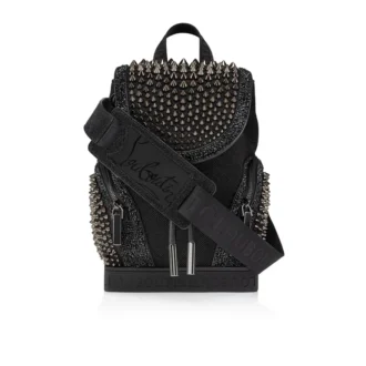 Explorafunk Small – Zaino – Tessuto, pelle di vitello scamosciata e borchie – Nero