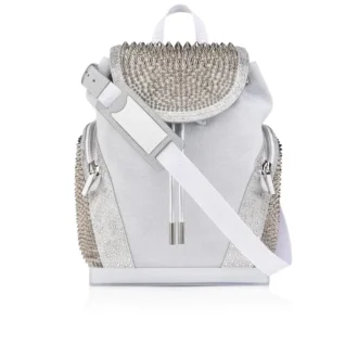 Explorafunk – Zaino – Pelle di vitello, glitter e pelle scamosciata – Bianco