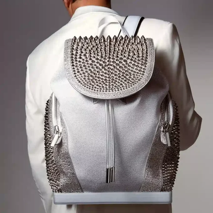 Explorafunk – Zaino – Pelle di vitello, glitter e pelle scamosciata – Bianco Explorafunk – Zaino – Pelle di vitello, glitter e pelle scamosciata – Bianco