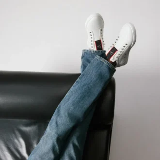 F.A.V Fique a Vontade – Sneakers slip-on – Pelle di vitello – Bianco – Uomo