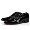 Farfarock – Oxford – Pelle di vitello verniciata e Veau Velours – Nero – Uomo